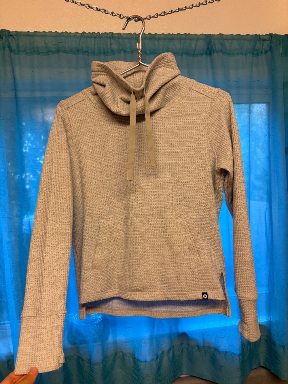 Marmot Cowl Neck Crop Top Waffle Sweat Shirt, XS